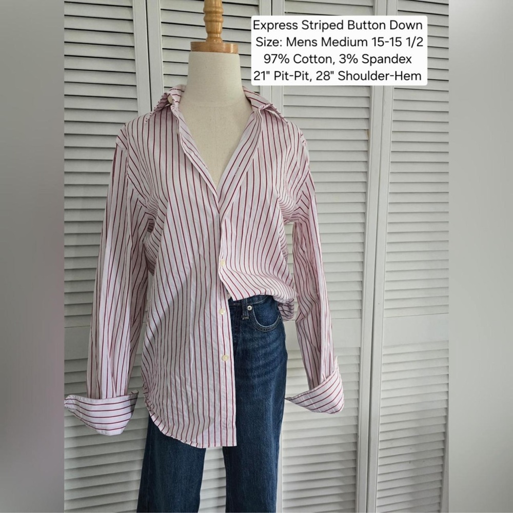 Express Red and White Striped Shirt